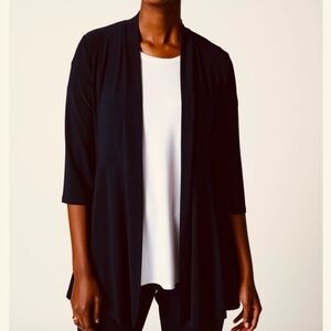 Joseph Ribkoff Open Front Cover Up‎ Duster Black Knit Cardigan size 8